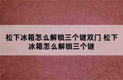 松下冰箱怎么解锁三个键双门 松下冰箱怎么解锁三个键